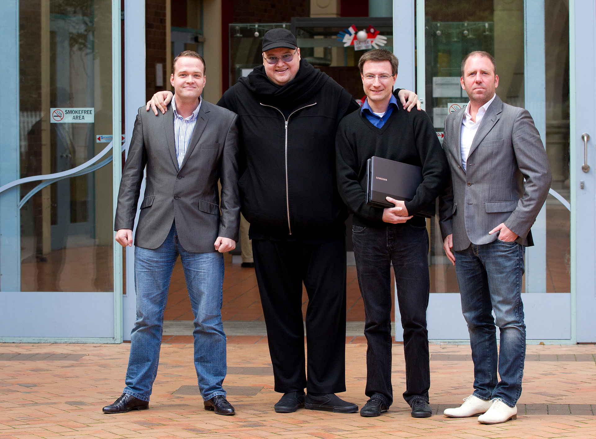 The original Megaupload accused - Bram van der Kolk, Kim Dotcom, Mathias Ortmann and Finn Batato. Photo / File