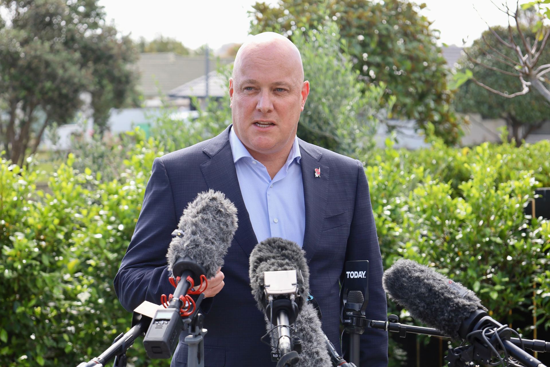 National leader Christopher Luxon says the Government is 'addicted' to wasteful spending, fanning today's inflation figure. Photo / Jed Bradley