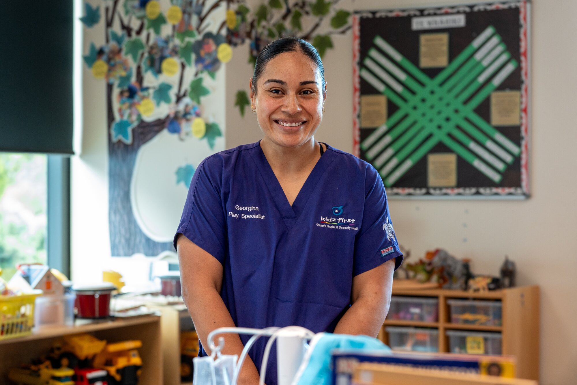 Gina Bentley is a play specialist at Kidz First Hospital and has known Amias since he was an infant. Photo / Annaleise Shortland