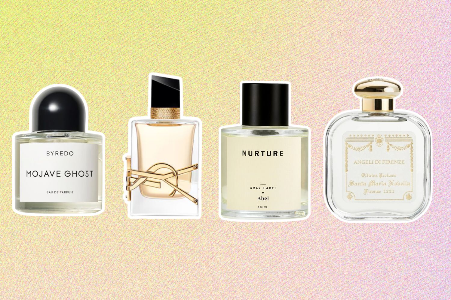 Byredo Mojave Ghost; YSL Libre; Abel Nurture; Santa Maria Novella Angeli di Firenze EDC.