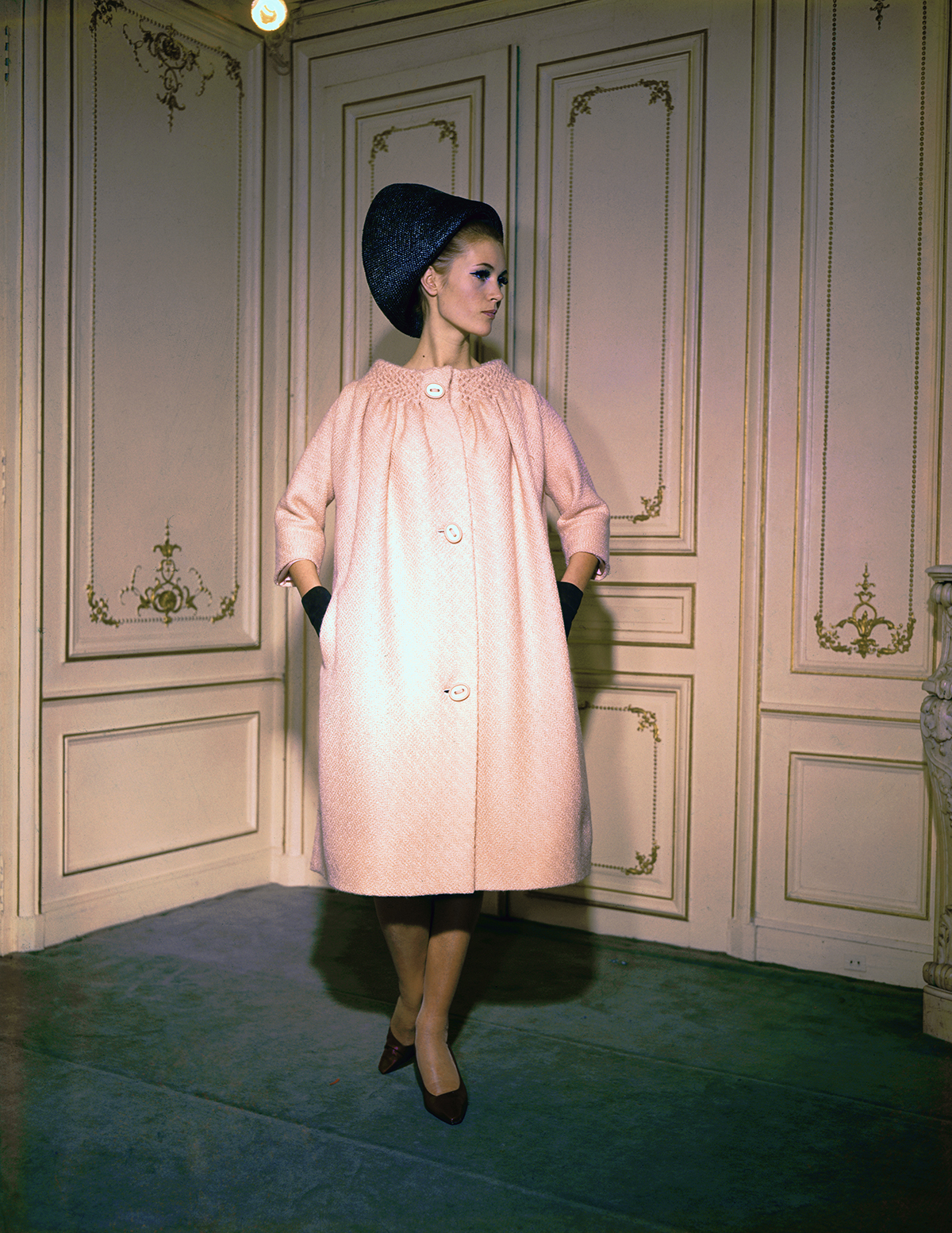 A barrel-shaped coat from the spring collection of Pierre Cardin. Photo / Getty Images