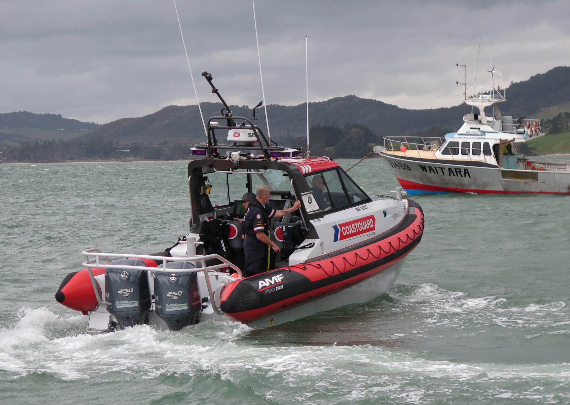 Hokianga Coastguard vessel in action at Opononi. Photo/ File