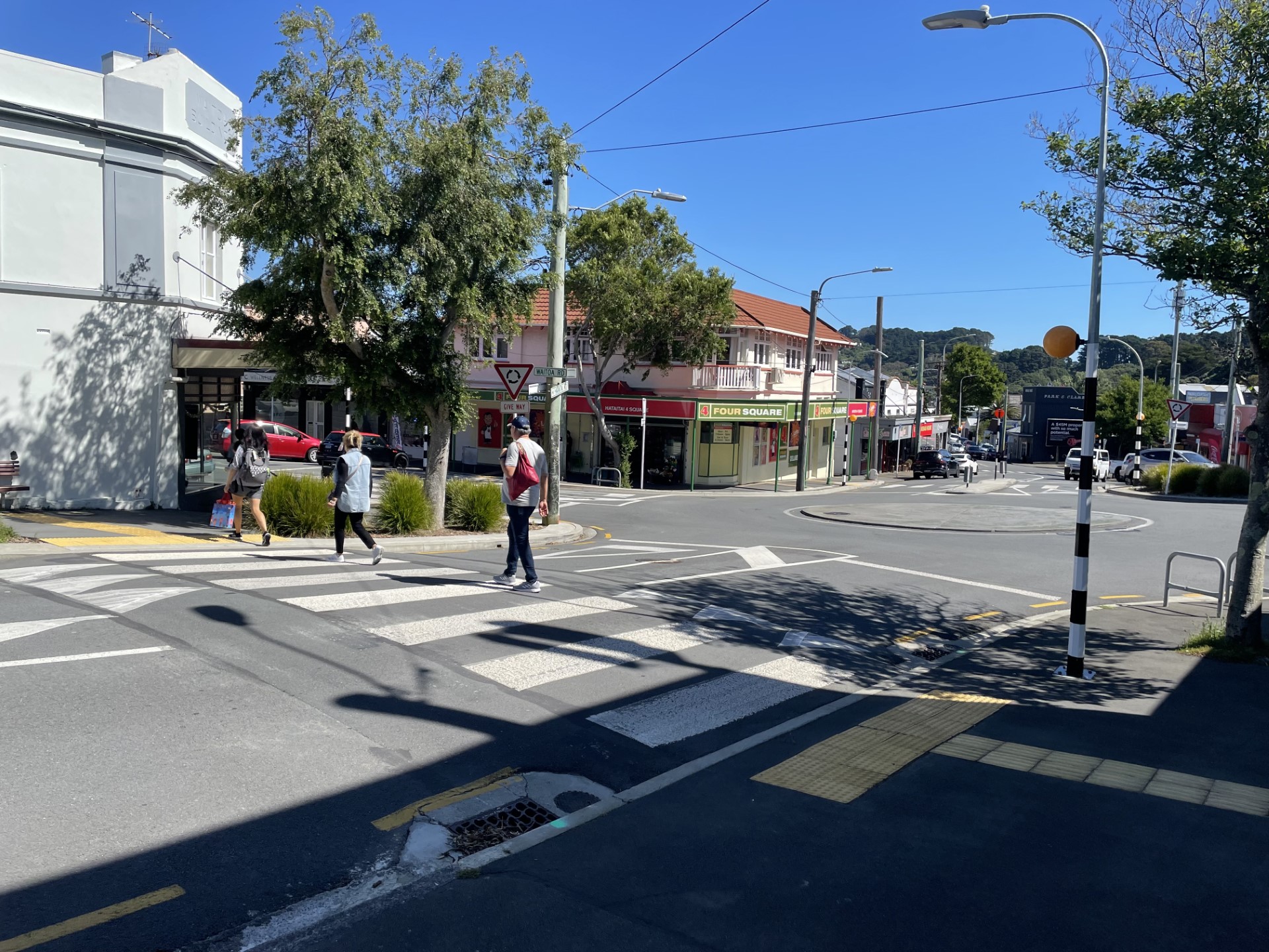 The new pedestrian crossing at the Hataitai village project. Photo / Wellington City Council