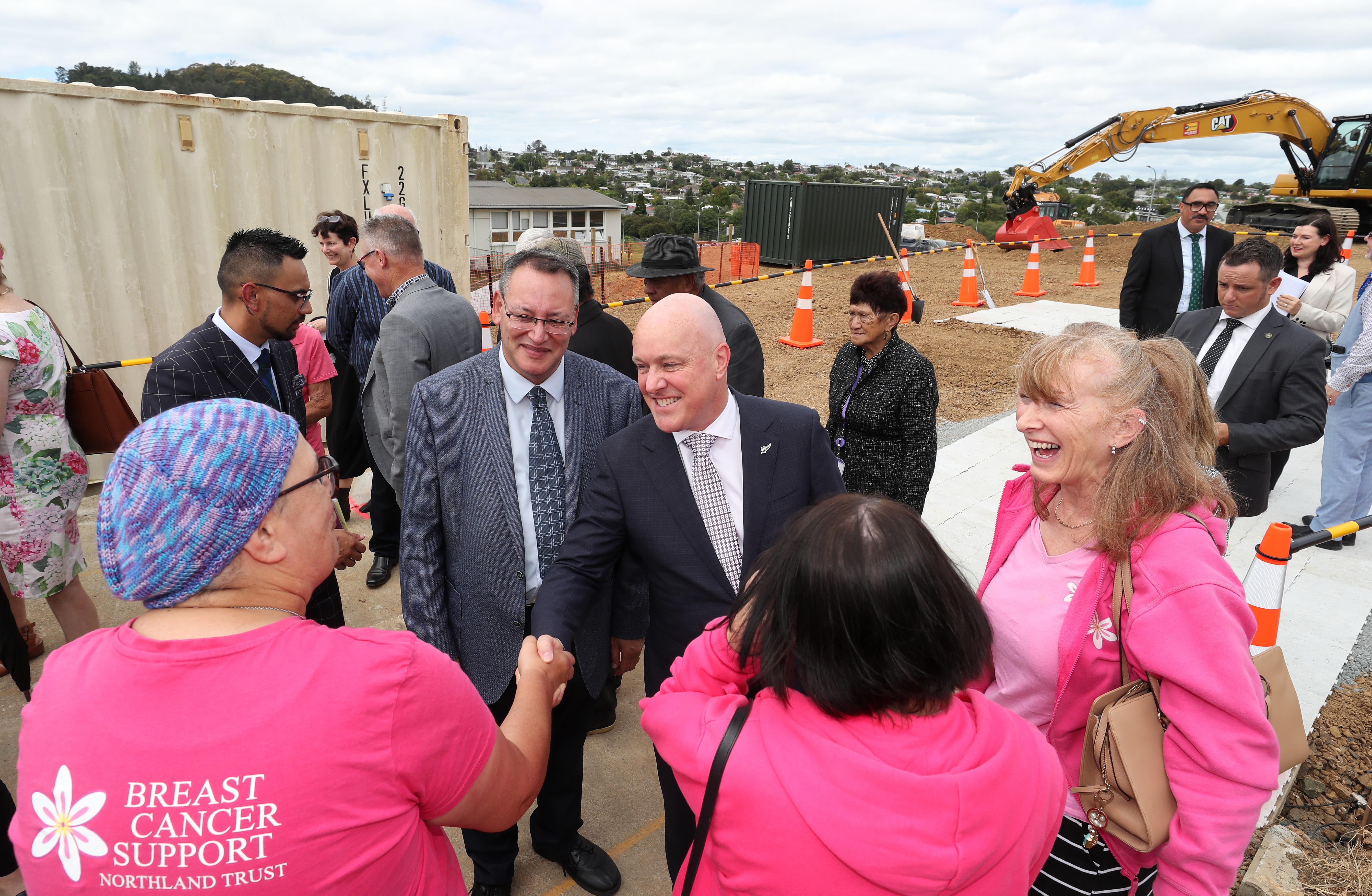 In March, Health Minister Shane Reti and Prime Minister Christopher Luxon turned the first sod for Whangārei's new radiation oncology facility. Here, they meet Breast Cancer Support Northland Trust's Ria Kaire, Carol Roland and Dawn Pugh. Photo / Michael Cunningham