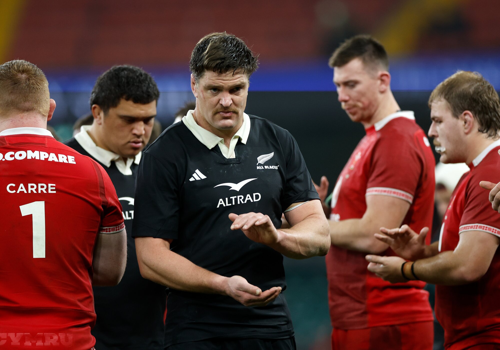 All Blacks captain Scott Barrett leaves the field after victory over Wales. Photo / Photosport