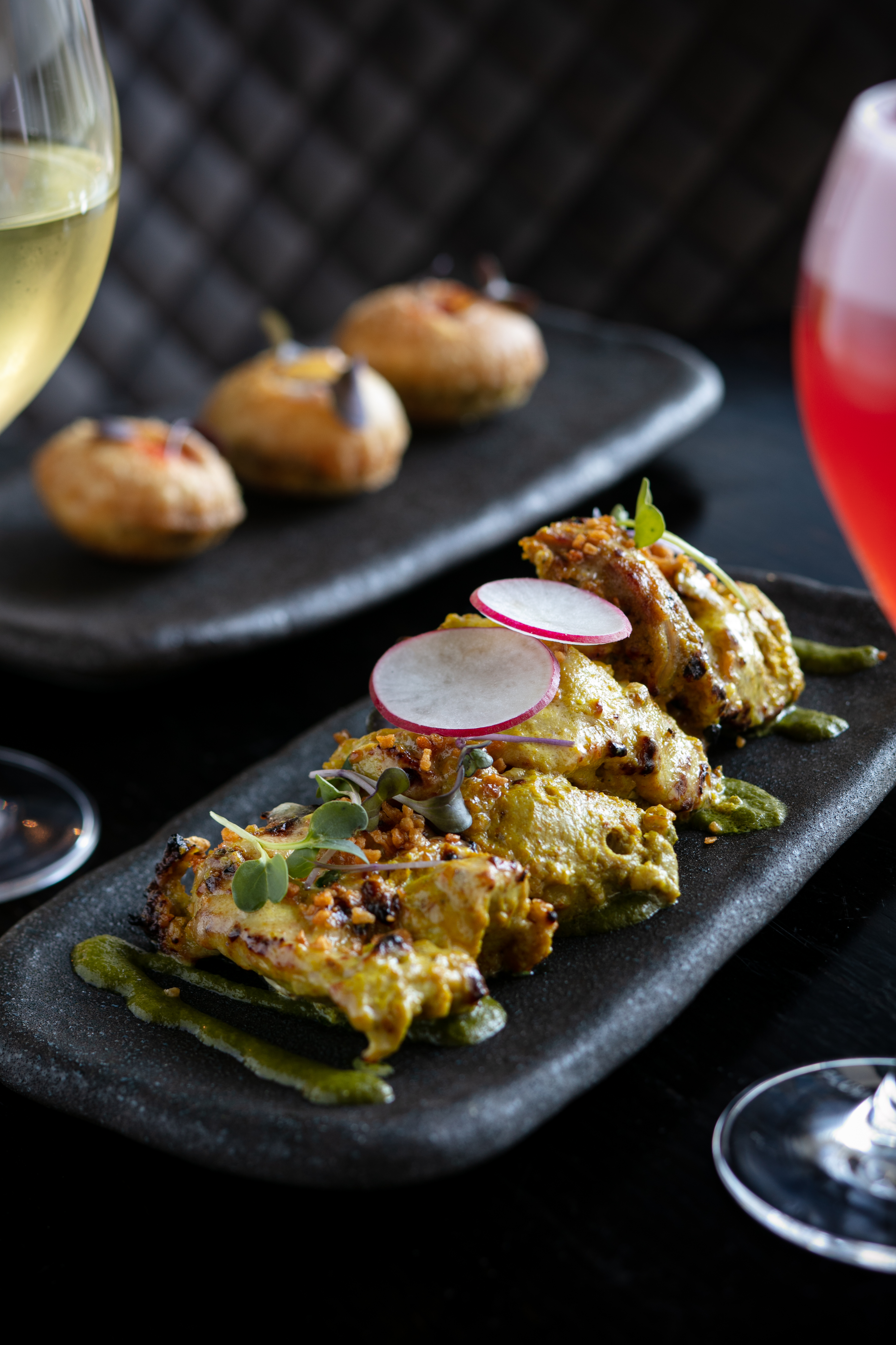 The chicken tandoori and dahi puri on the menu at the new Times of India restaurant in Auckland's city centre. Photo / Babiche Martens