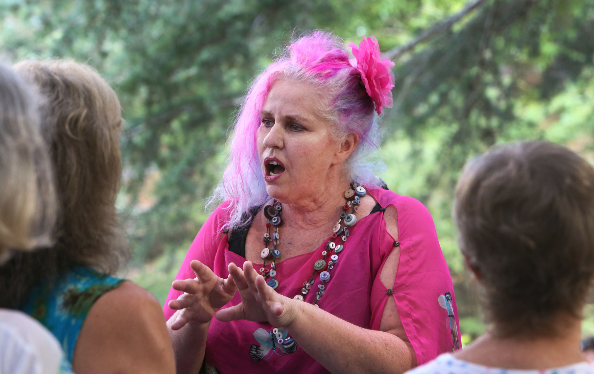 Brigid Sinclair, of A Choired Taste, orchestrated a group singing event
