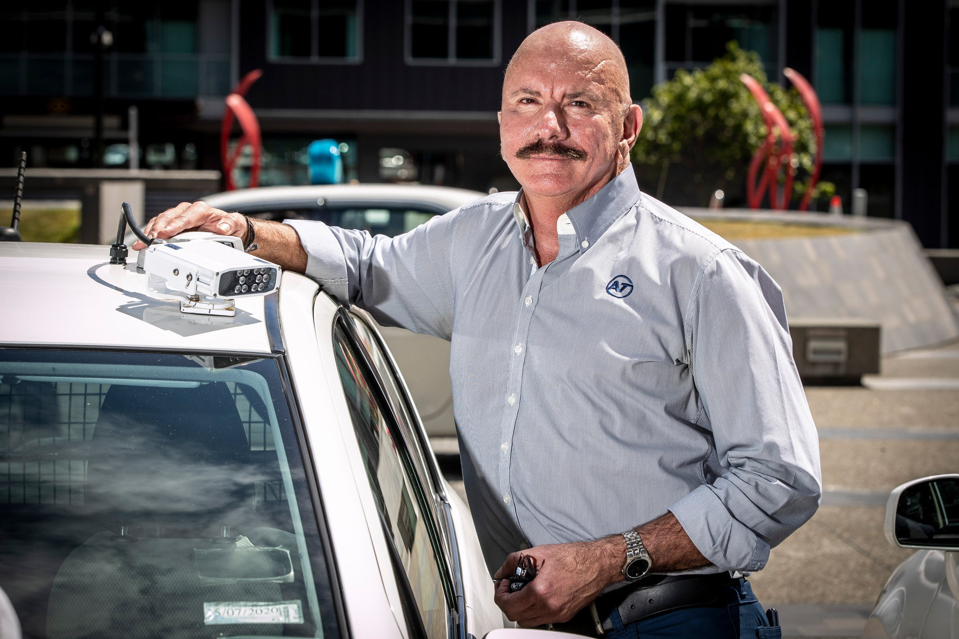 Auckland Transport and its parking compliance manager, Rick Bidgood, will be able to set their high-tech camera cars out in the evening and night in the hunt for people who have parked in the CBD without paying. Photo / Michael Craig