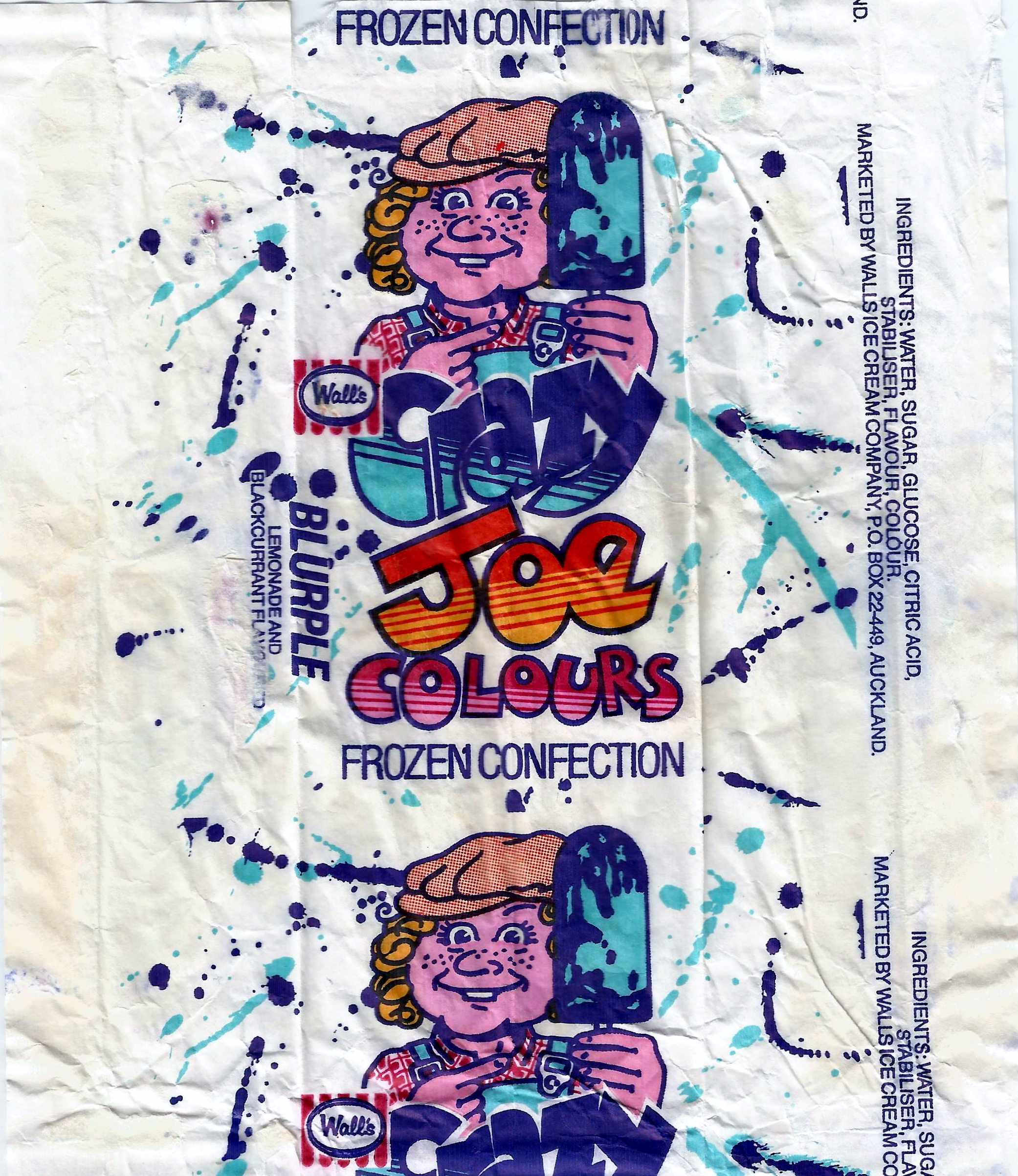 A blurple Crazy Joe wrapper from the 1980s. Photo / Flickr / Steve Williams