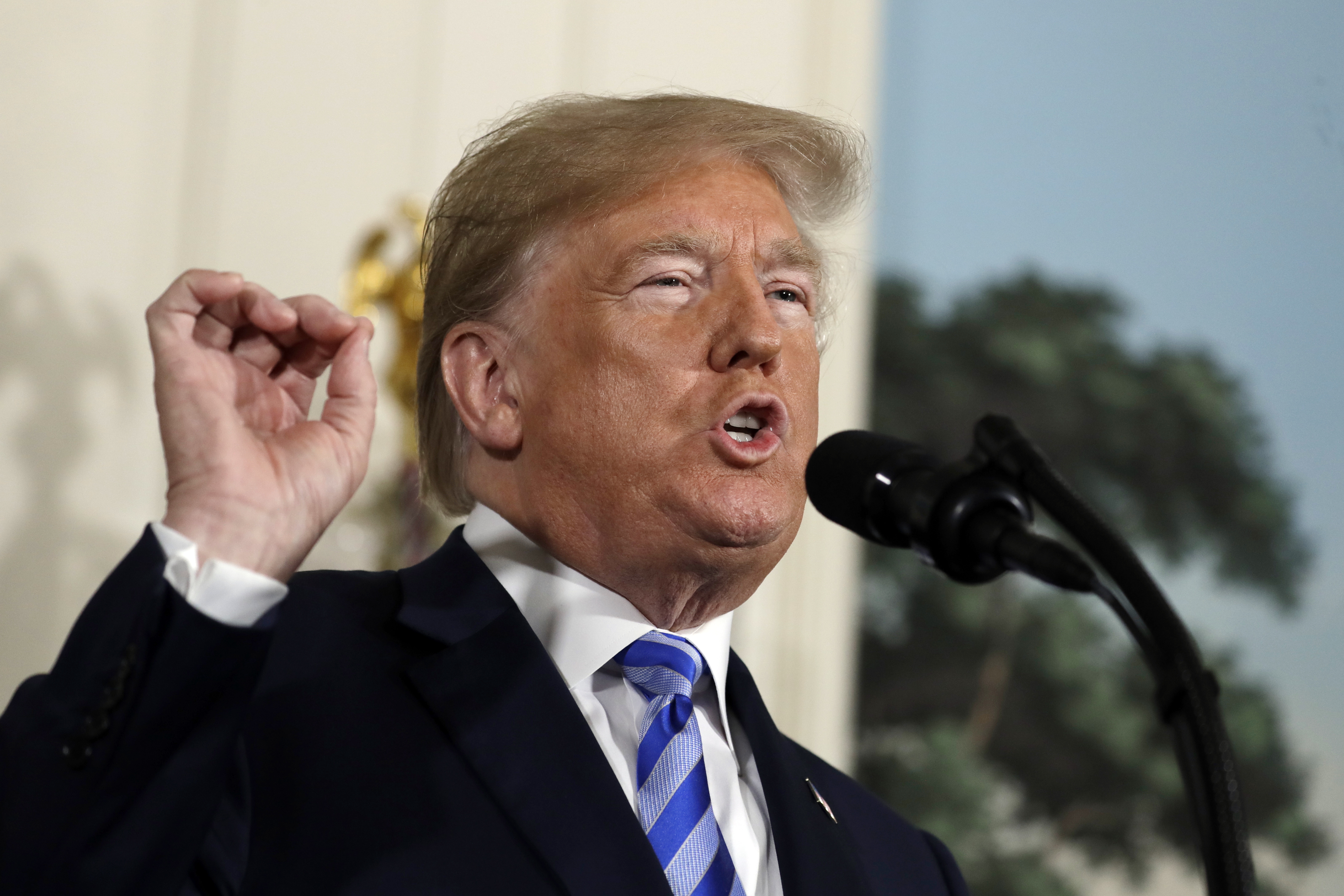US President Donald Trump delivers a statement on the Iran nuclear deal from the Diplomatic Reception Room of the White House. Photo / AP