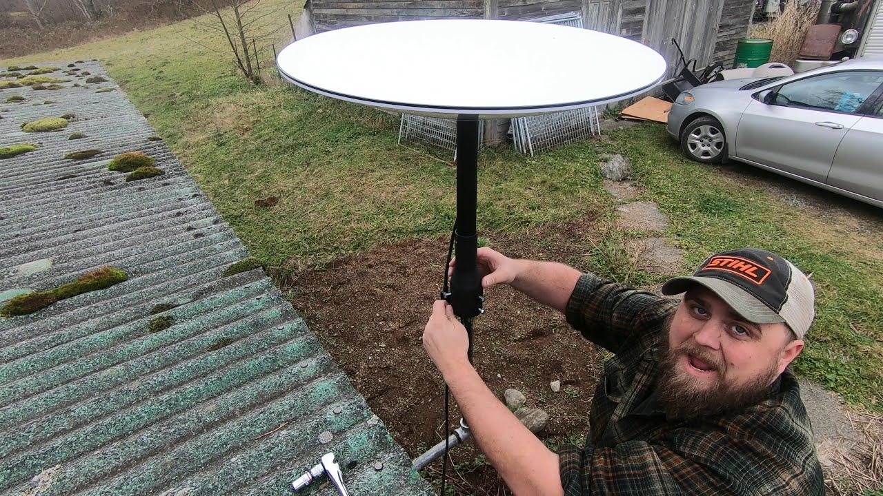 Starlink's $159 unlimited data broadband service requires a $799 (plus $114 shipping) dish, called Dishy. Install is DIY. Image / YouTube