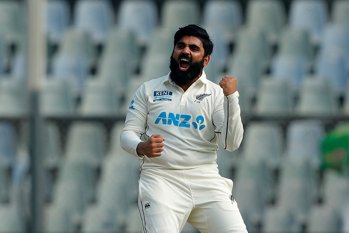 There were lots of pictures of Ajaz Patel celebrating. Photo / Photosport