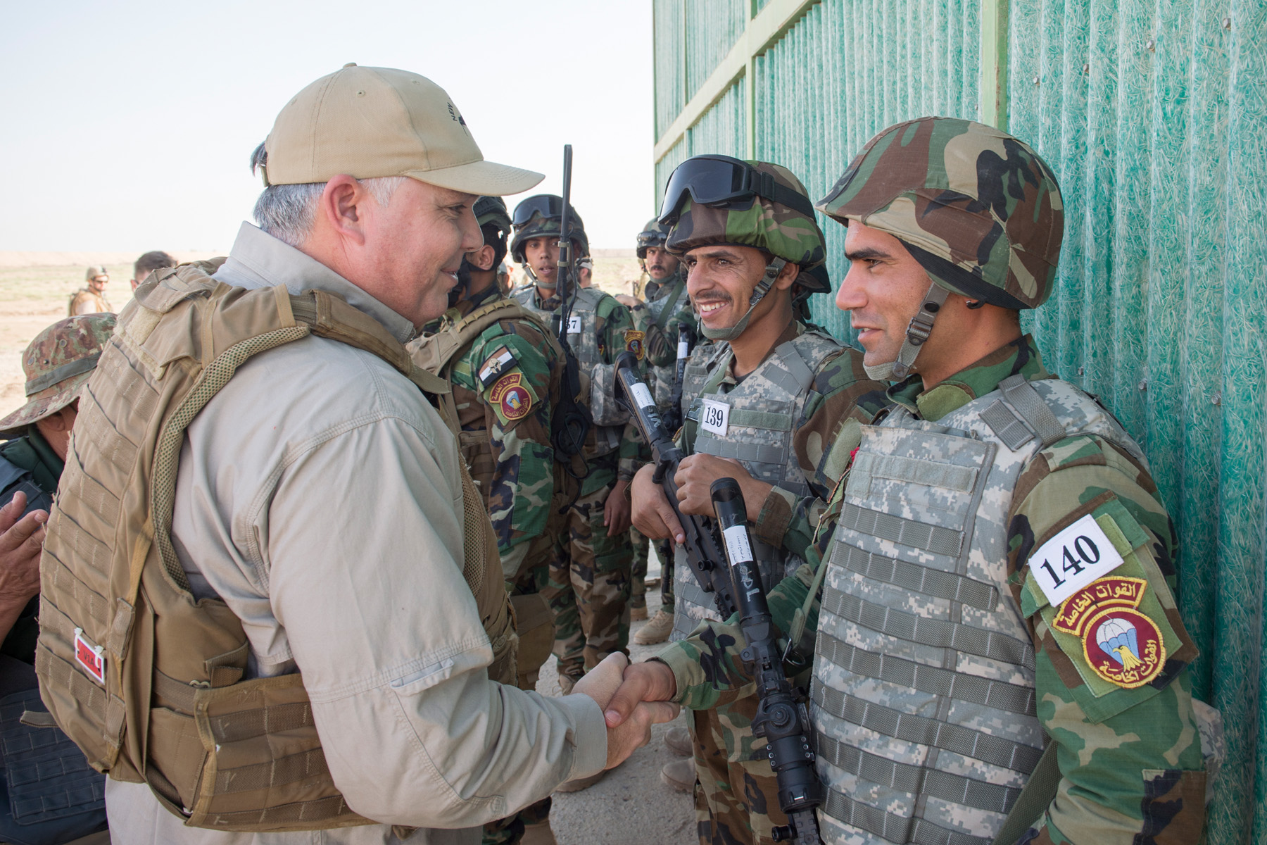 Mark Mitchell returned to Iraq in 2017 as Minister of Defence, seen here at Camp Taji. Photo / NZDF Sam Shepherd