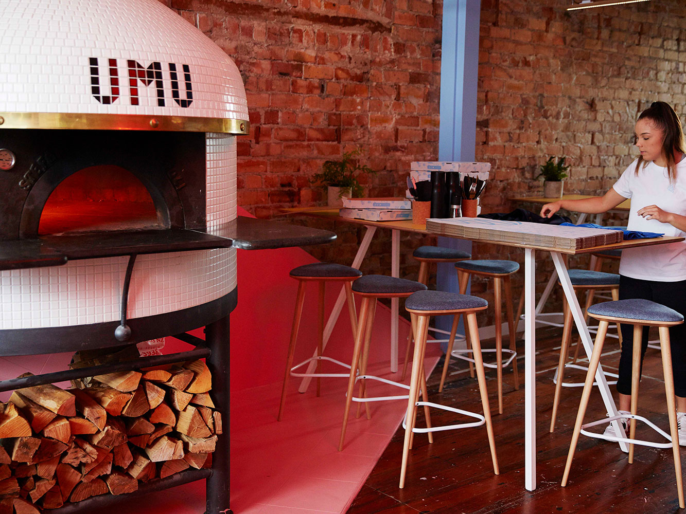 The wood-fired pizza oven at Umu restaurant. Picture / Rebecca Zephyr Thomas