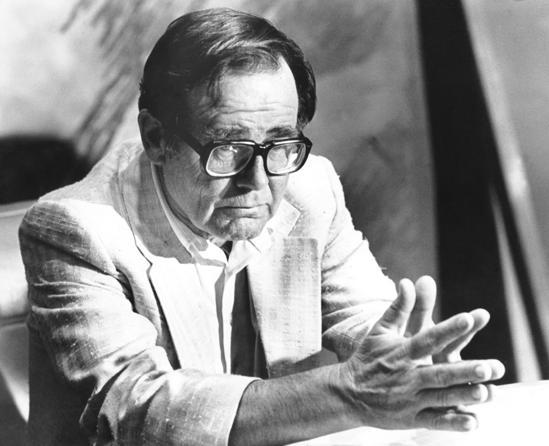 Chief executive of Air New Zealand, Morrie Davis, at the time of the DC10 crash in Antarctica, after he had conveyed the news to the public. Photo /Herald file