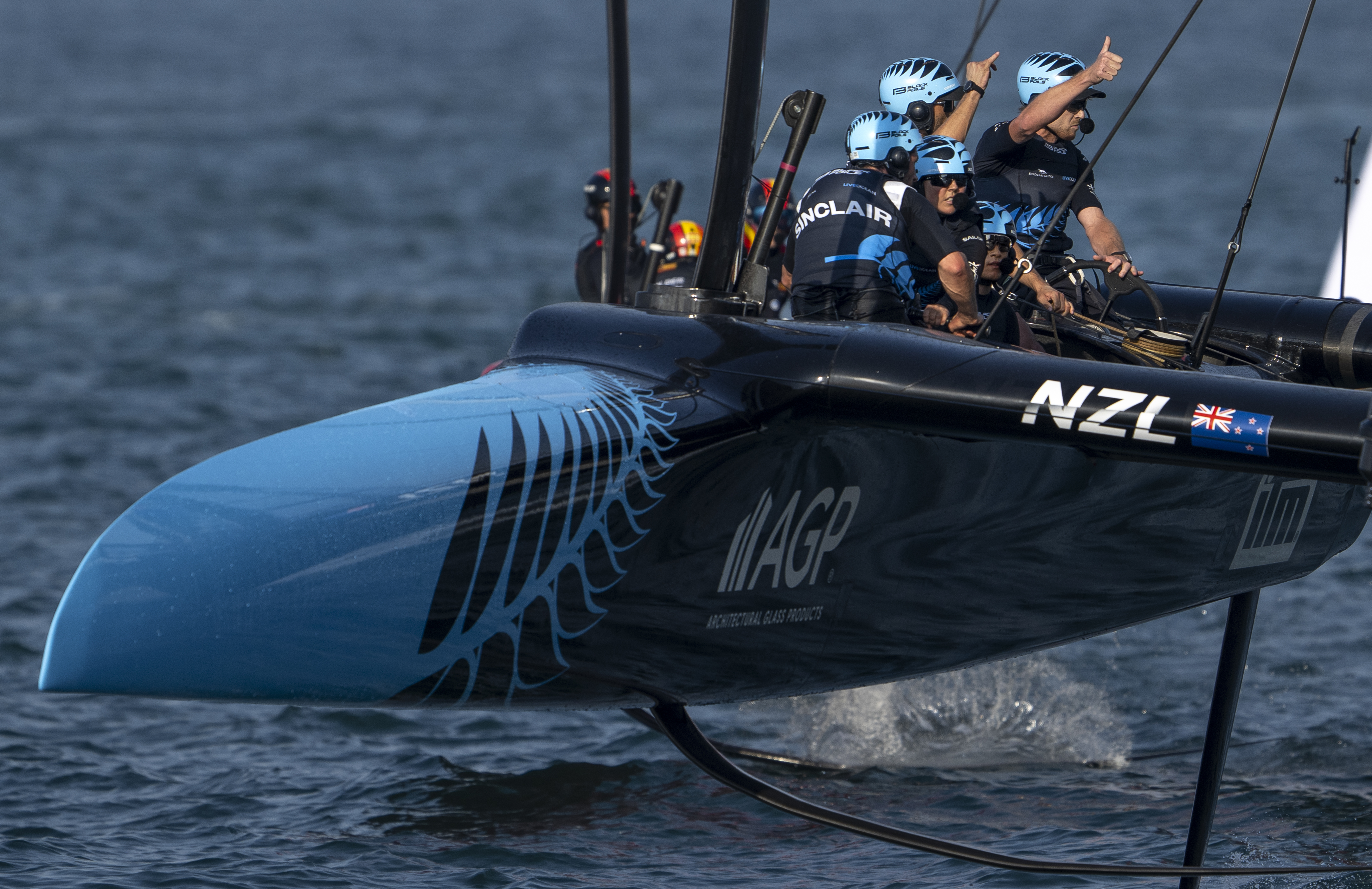 The Black Foils won the first SailGP event of season five, defending their title at the Dubai regatta. Photo / Jon Buckle, SailGP