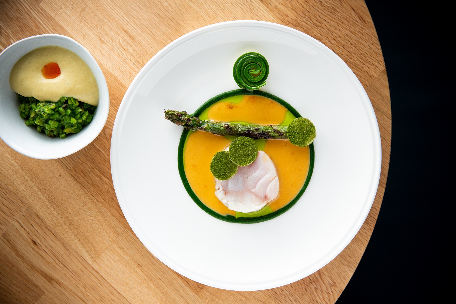 The barbecued hapuka with asparagus. Photo / Babiche Martens