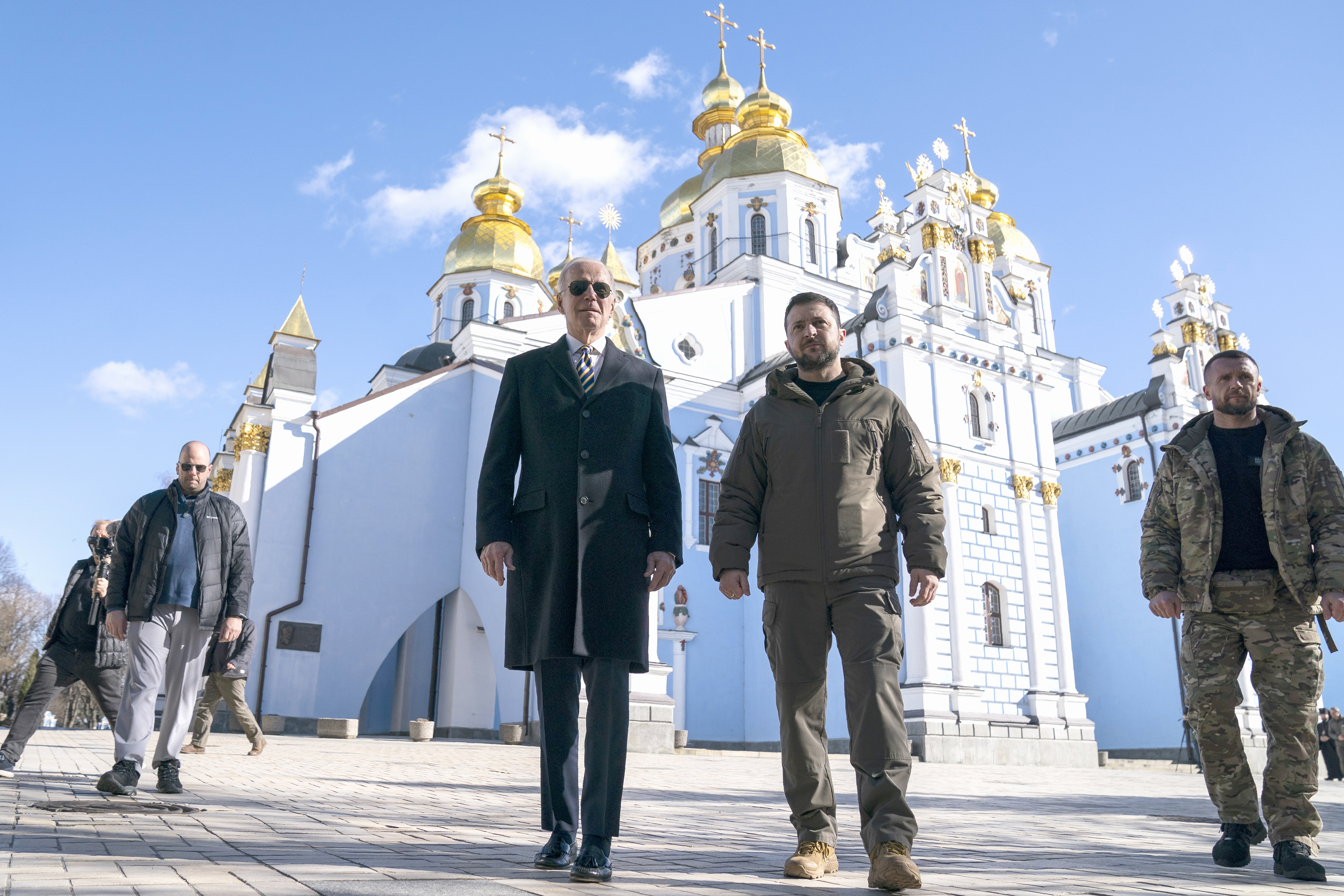 Joe Biden with Ukrainian President Volodymyr Zelenskyy in Kyiv last year. Photo / AP