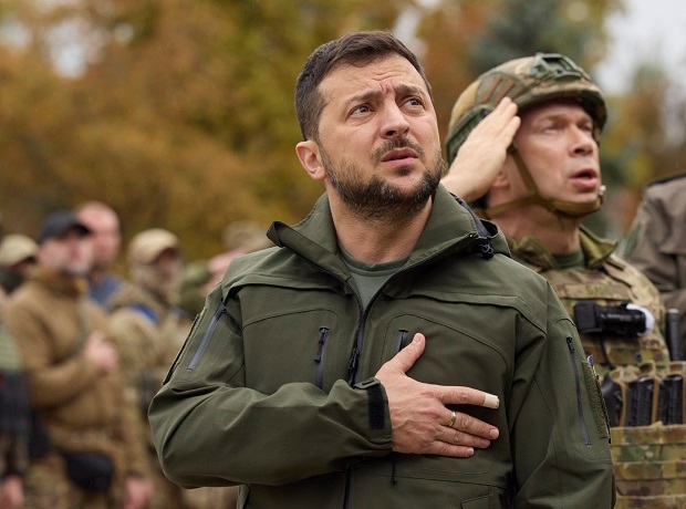 Volodymyr Zelensky visited Buckingham Palace in early February. Photo / AP