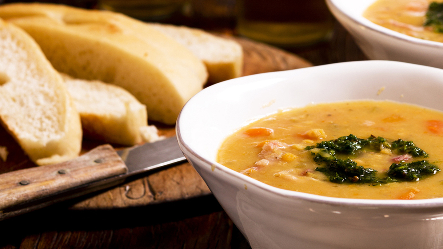 Ham hock and lentil soup with harissa-image