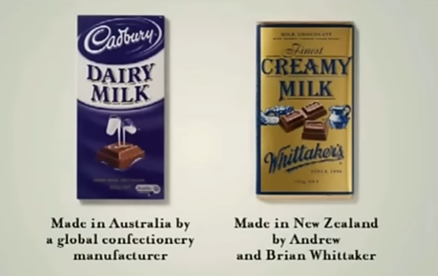 A Whittaker's chocolate ad - taking aim at Cadbury - from 2010.