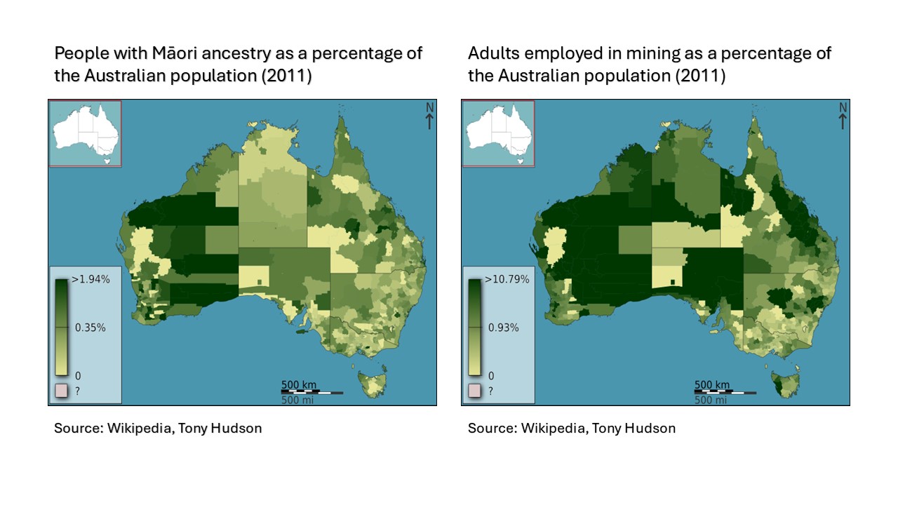 Māori and miners in Australia.