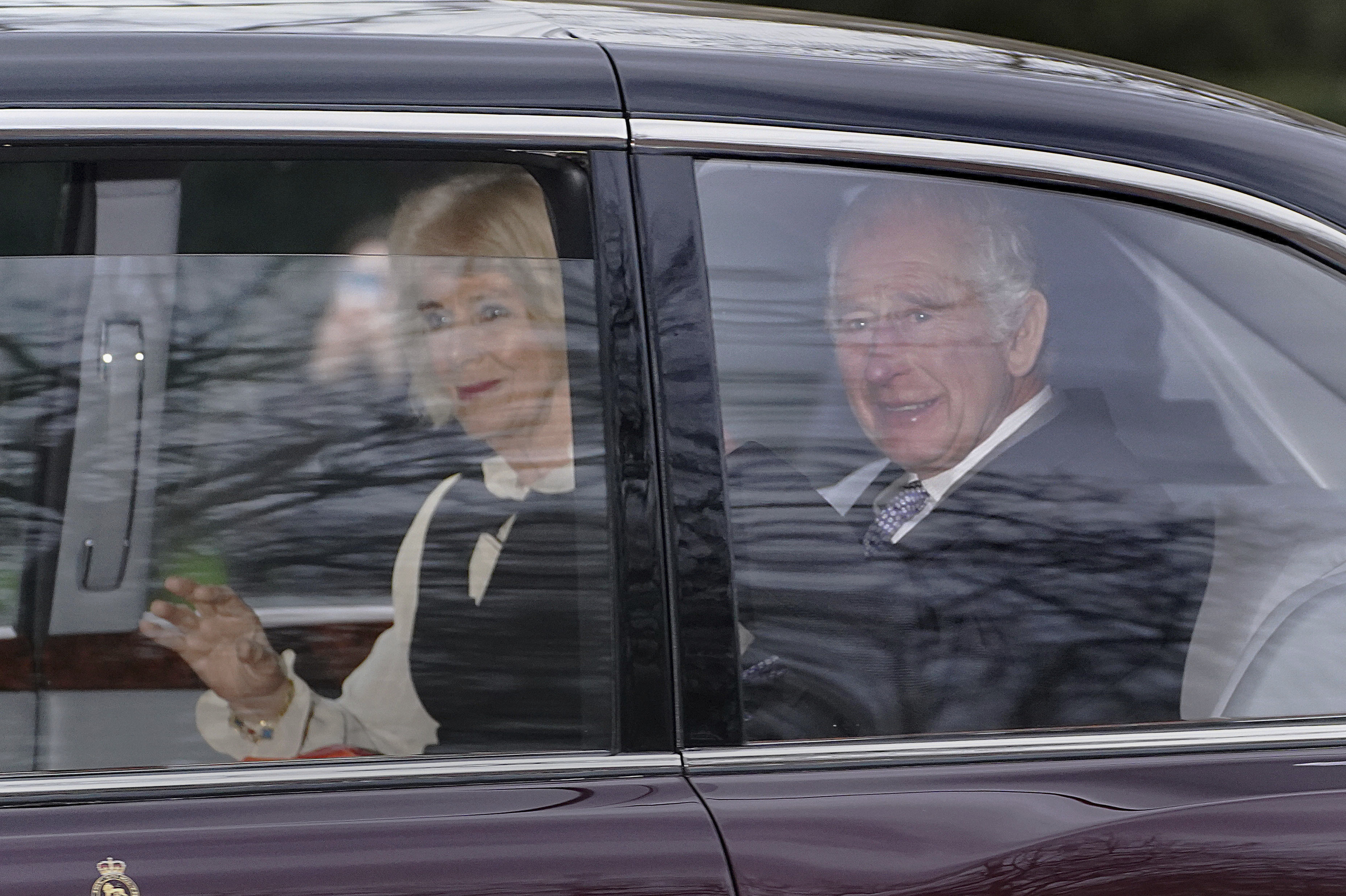 King Charles III and Queen Camilla leave Clarence House in London. Photo / AP