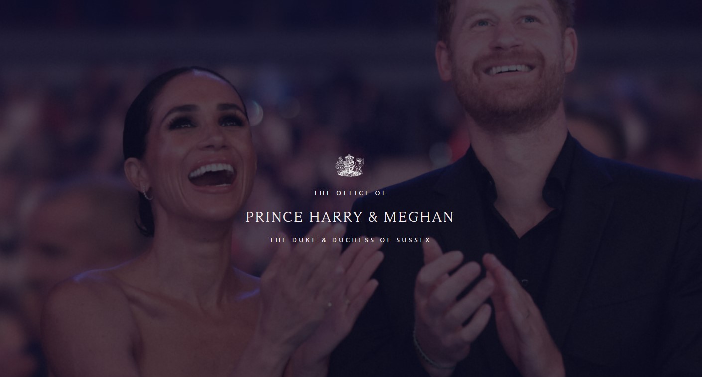 Harry and Meghan's new website includes a coat of arms logo.