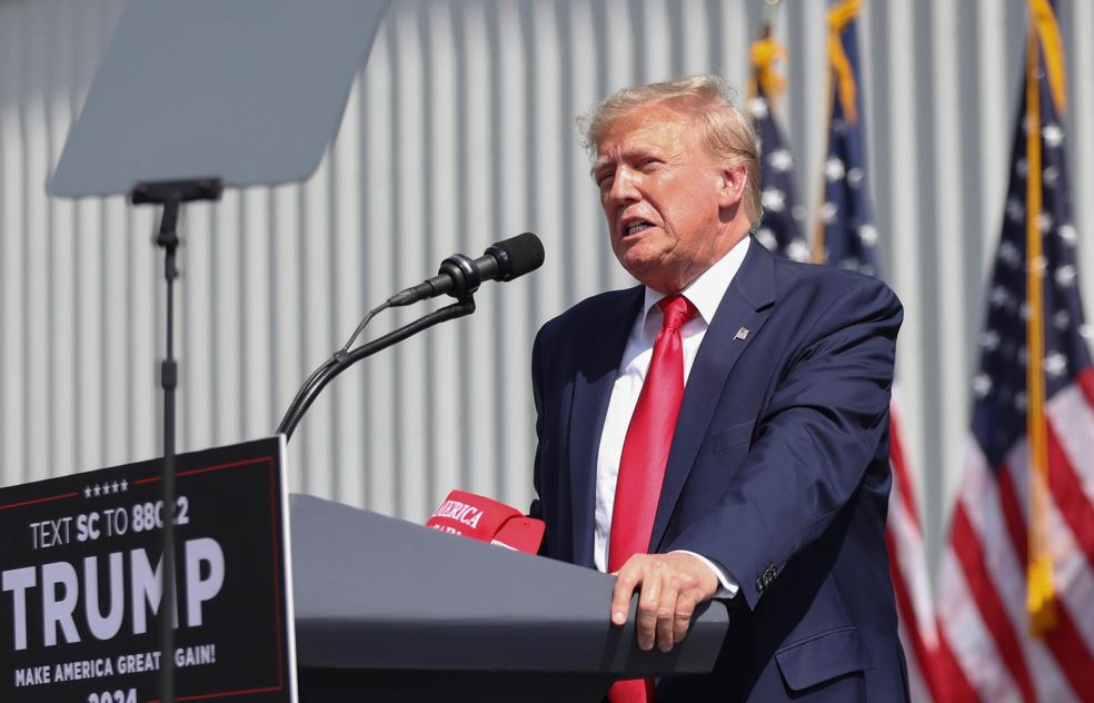 Former President Donald Trump speaks at a rally in Summerville. Photo / AP