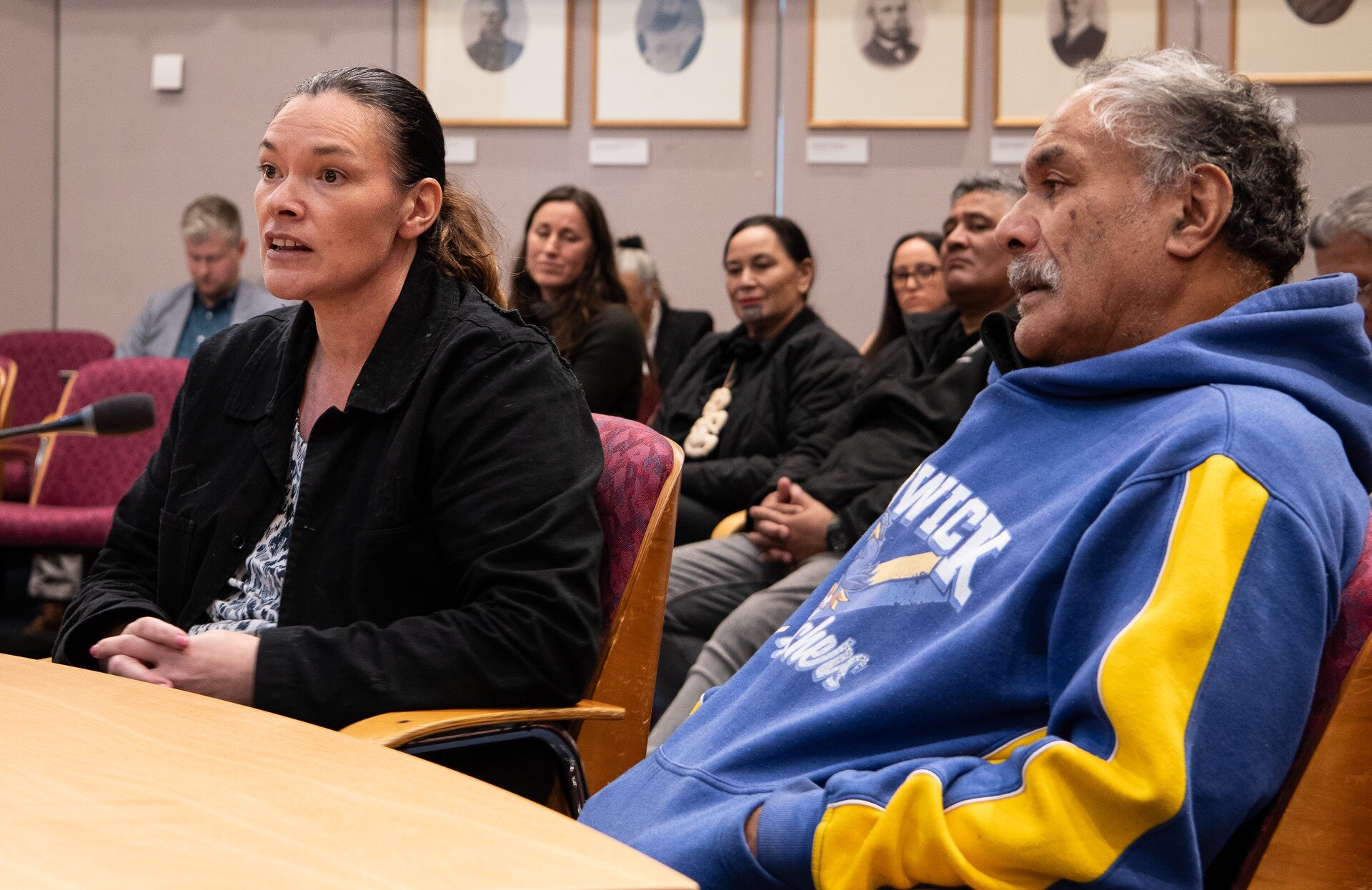 Rachel Arnott - seen here with kaumatua Ngāpari Nui at the NPDC committee now accused of bias - says, unlike the miners, Ngāti Ruanui will never leave South Taranaki and will never give up. Photo / Te Korimako o Taranaki