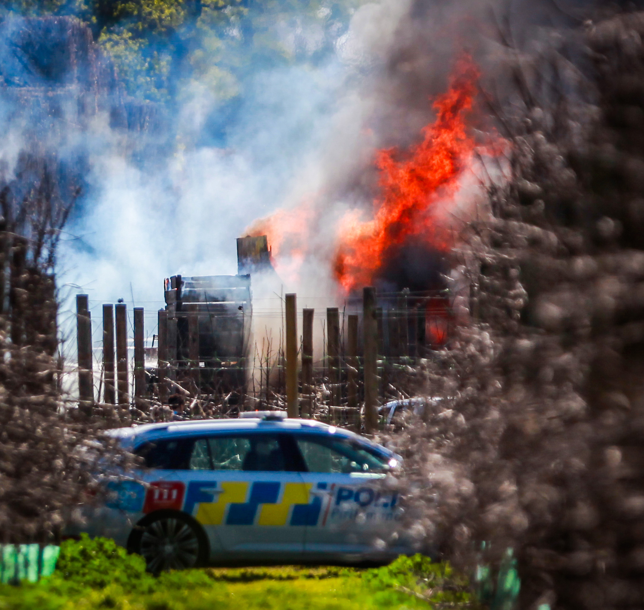 The shed fire near Hastings. Photo / Paul Taylor
