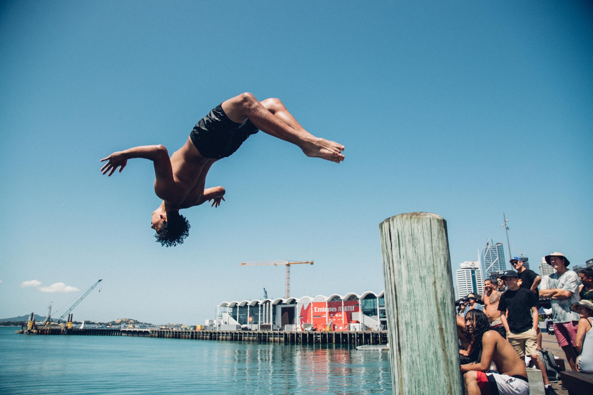 Wharf jumping at Wynyard Quarter on Auckland's waterfront. Photo / Supplied