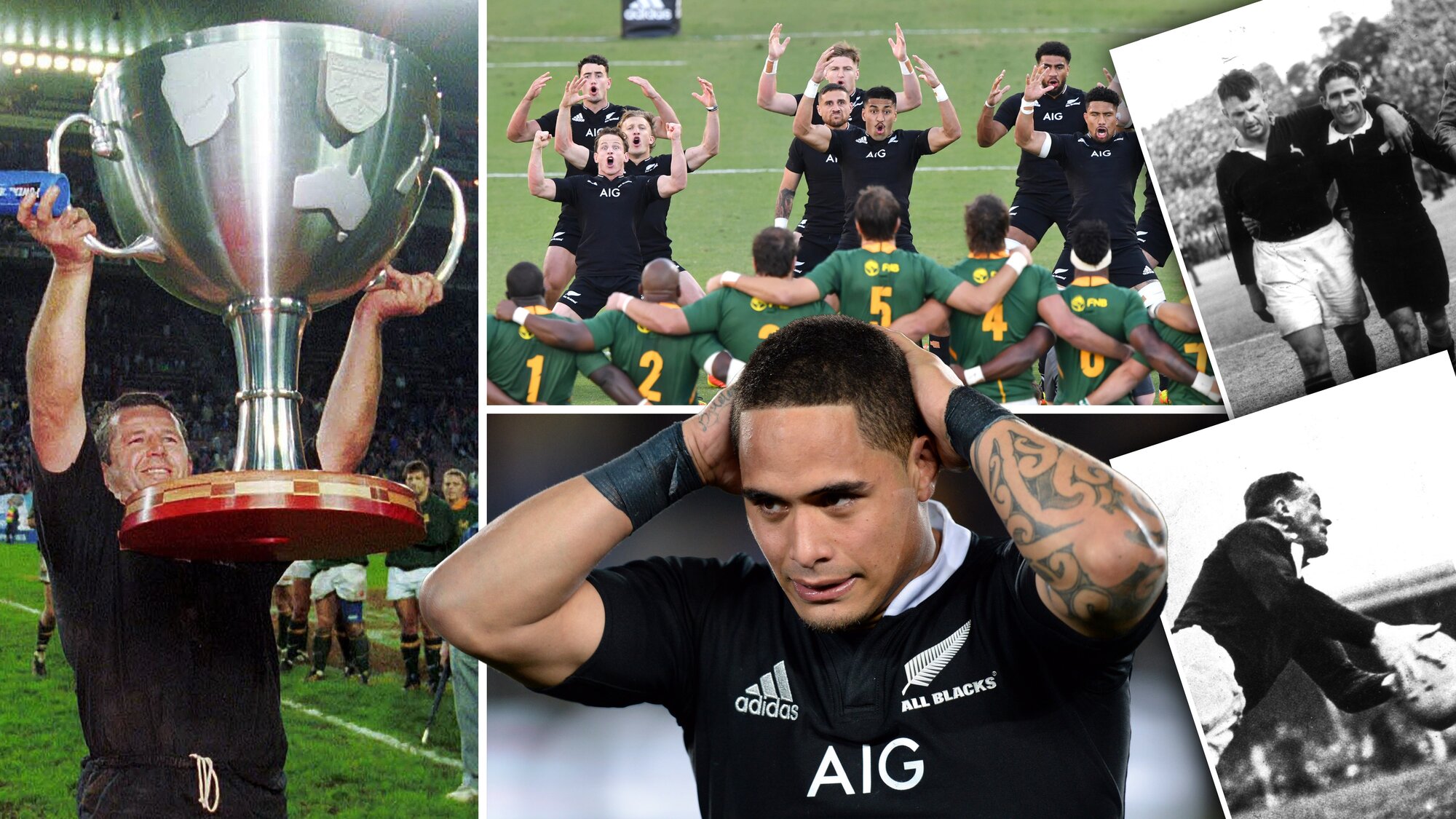 A montage of key moments from All Blacks v Springboks test matches. Photos / NZ Herald, Photosport