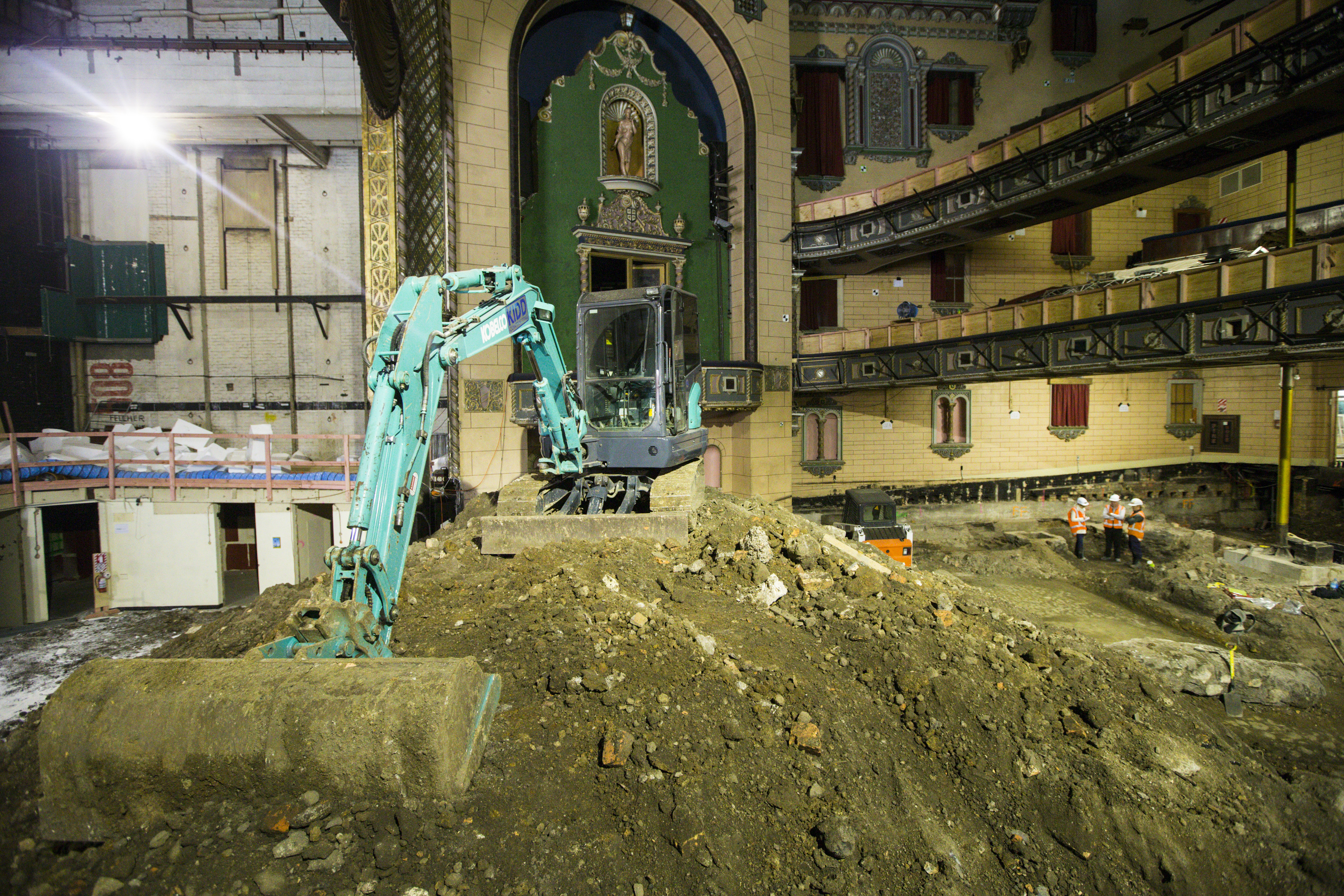 The archaeological works underneath the St James Theatre. Photo / Jason Oxenham