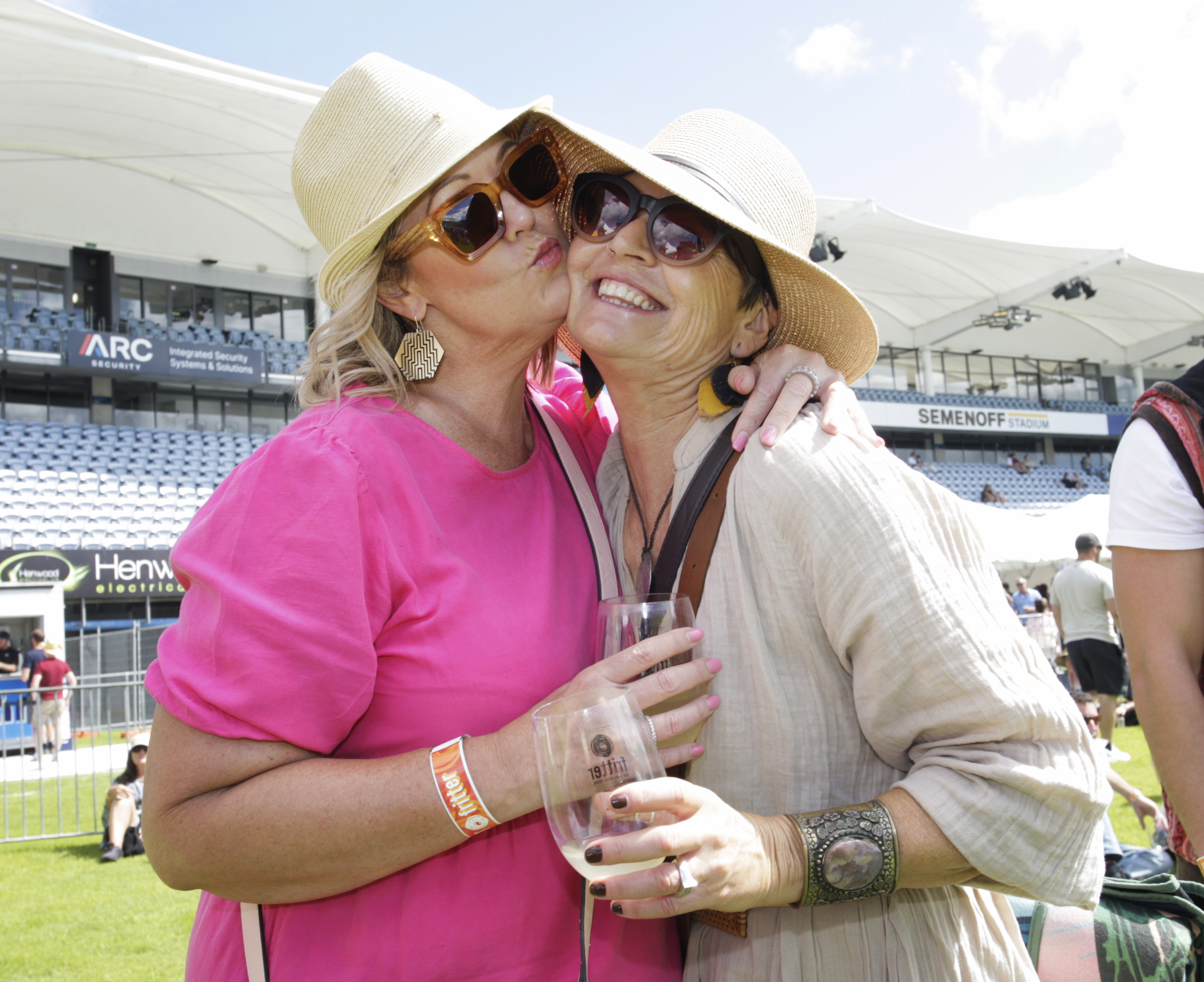 Michelle Crawford and Lisa Davied feel the joy of the day. Photo / Tania Whyte
