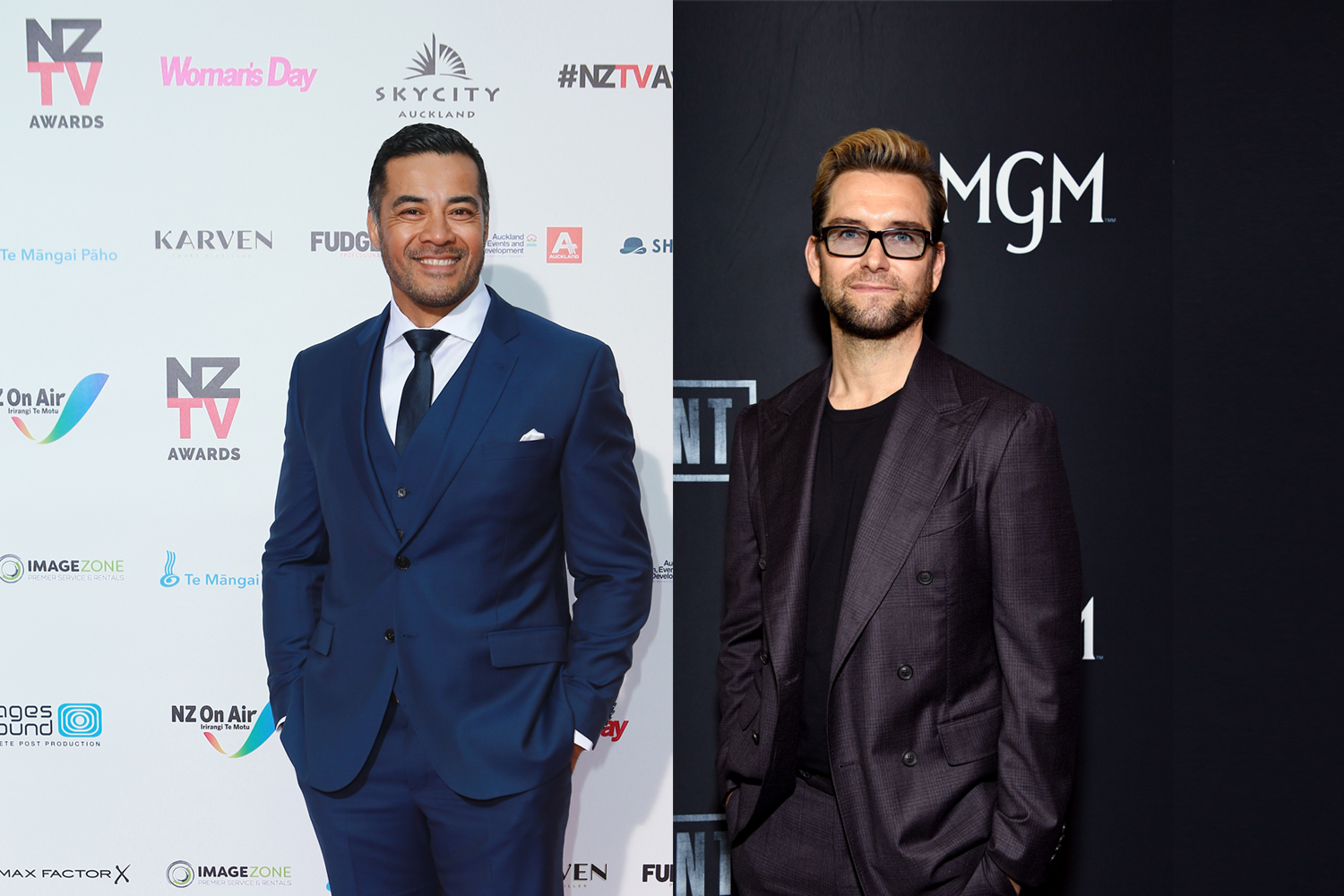 Kiwi actors Robbie Magasiva and Antony Starr are filming action-packed new productions. Photos / Getty Images, AP
