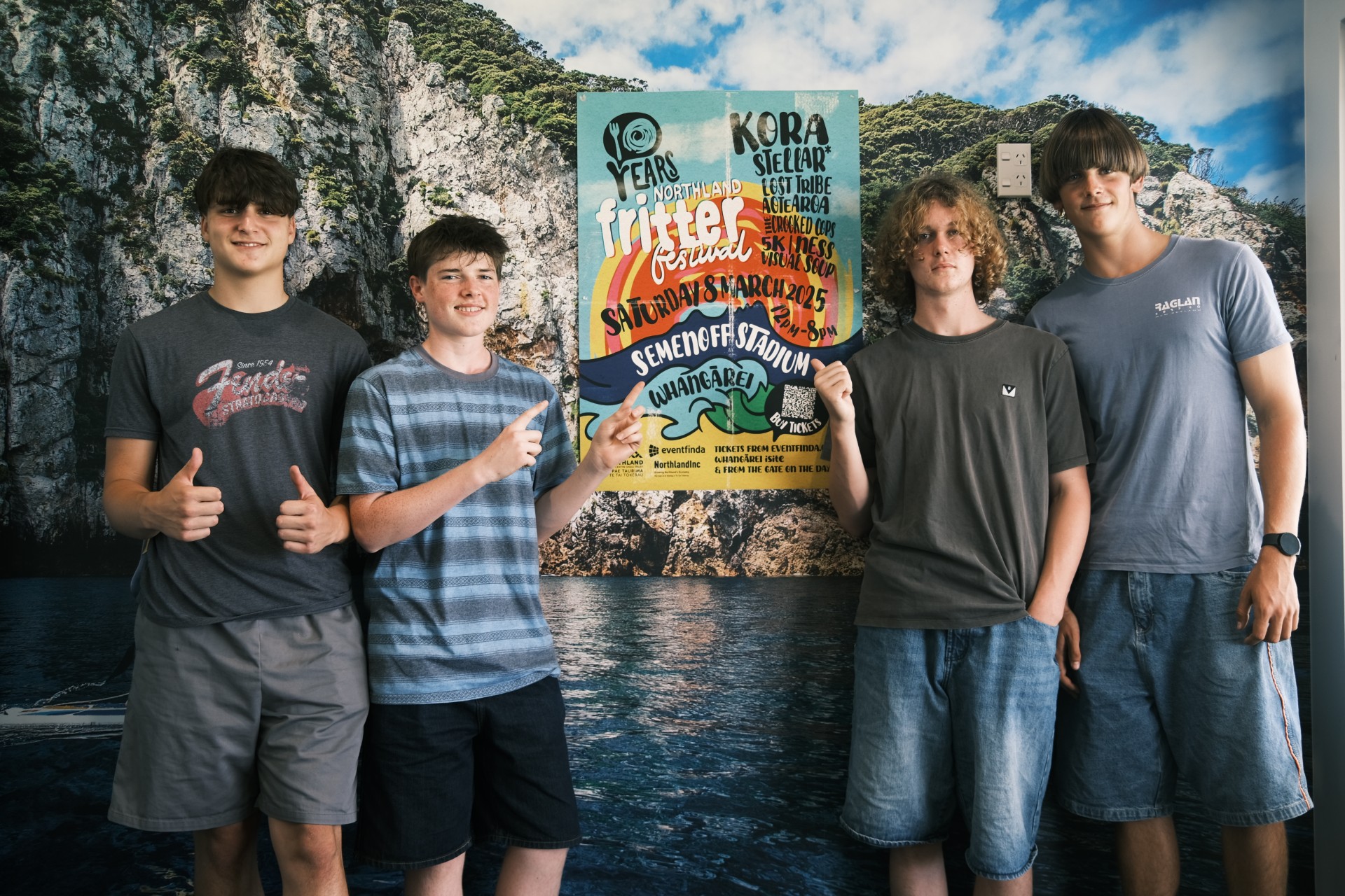 Whangārei Boys High School band Visual Soup are opening Fritter Festival this year. They are (from left) lead guitarist Louie Compter, frontman Harper Gray, drummer Ruben Woods and bassist Beau Brown.