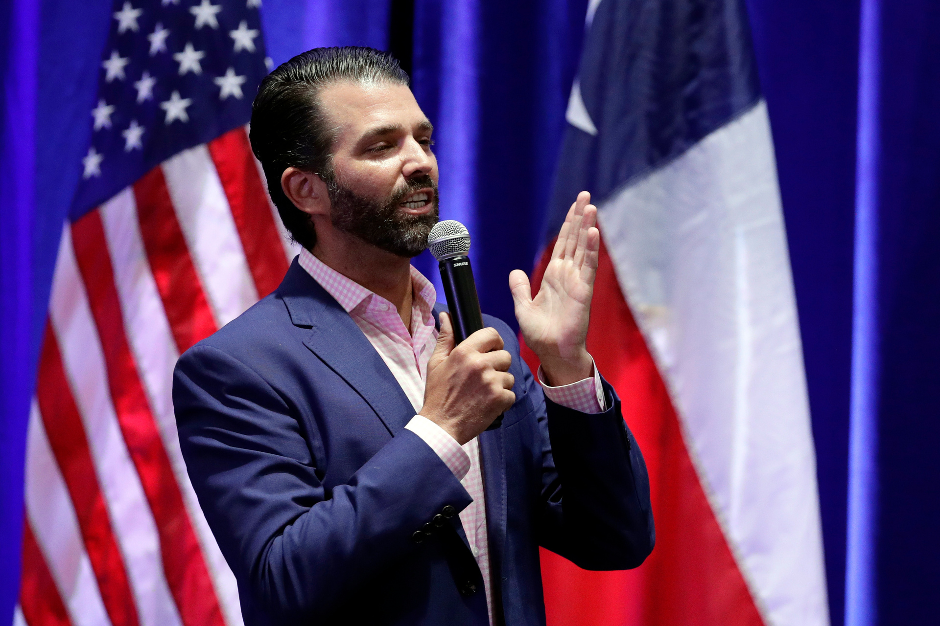 Trump, Jr. speaks to supporters of his father, President Donald Trump, during a panel discussion in San Antonio. Photo / AP