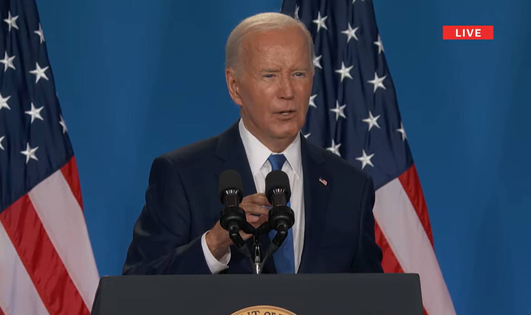 US President Joe Biden during his press conference on July 12. Photo / White House