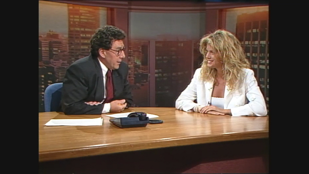 Rachel Hunter on the Holmes show in 1995. Photo / TVNZ
