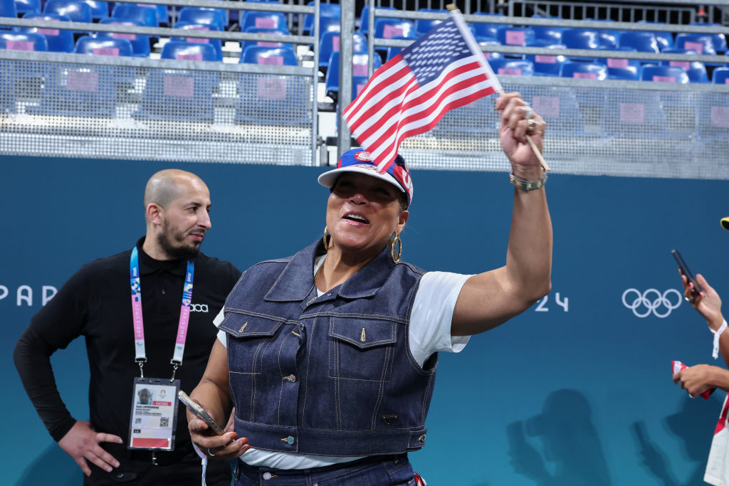 American performer Queen Latifah is seen after the Men's Group Phase - Group C match between Serbia and US in Lille, France. Photo / Getty Images