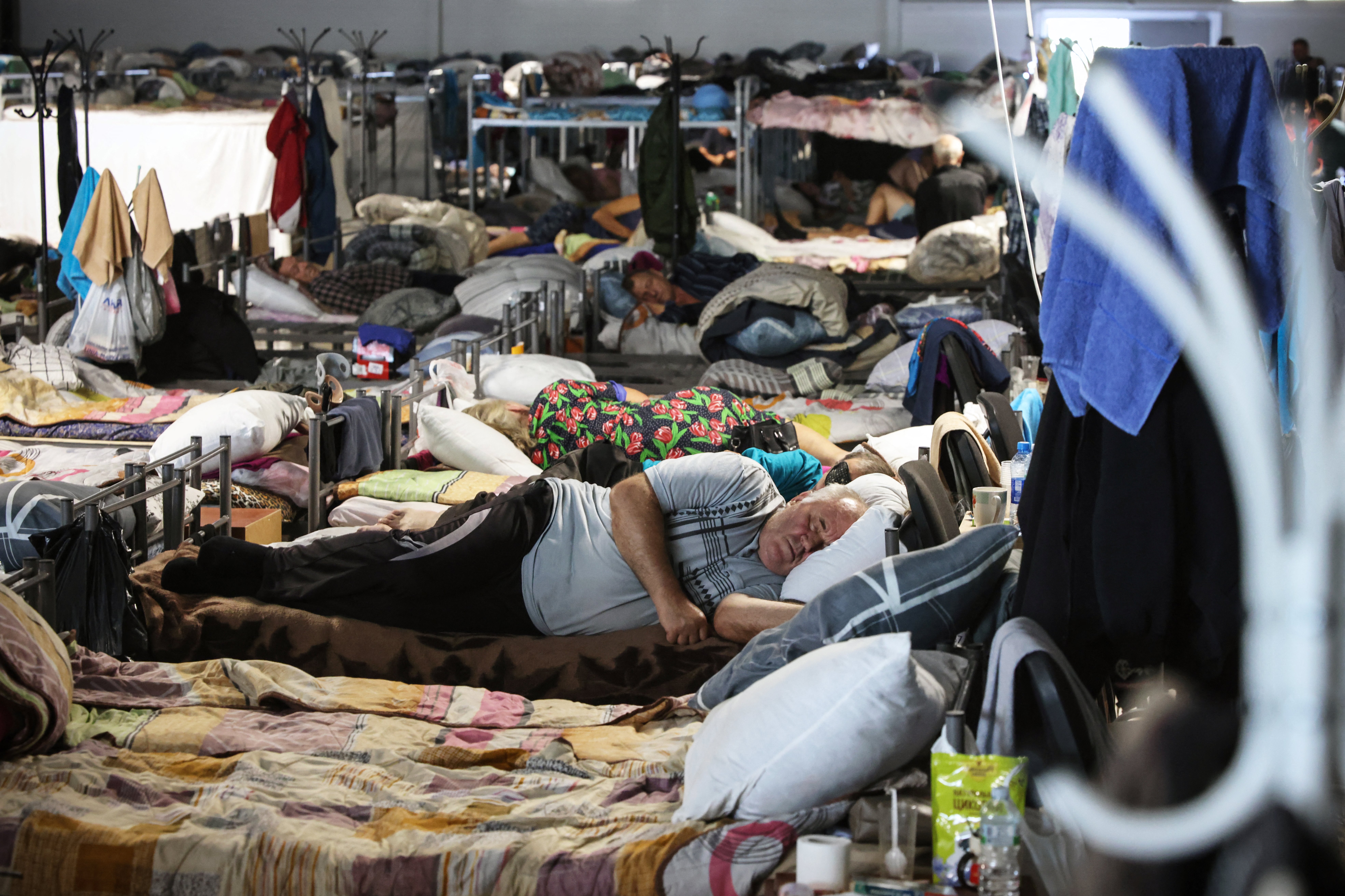 War-displaced people at a facility in Russia's Kursk region. Photo / AFP