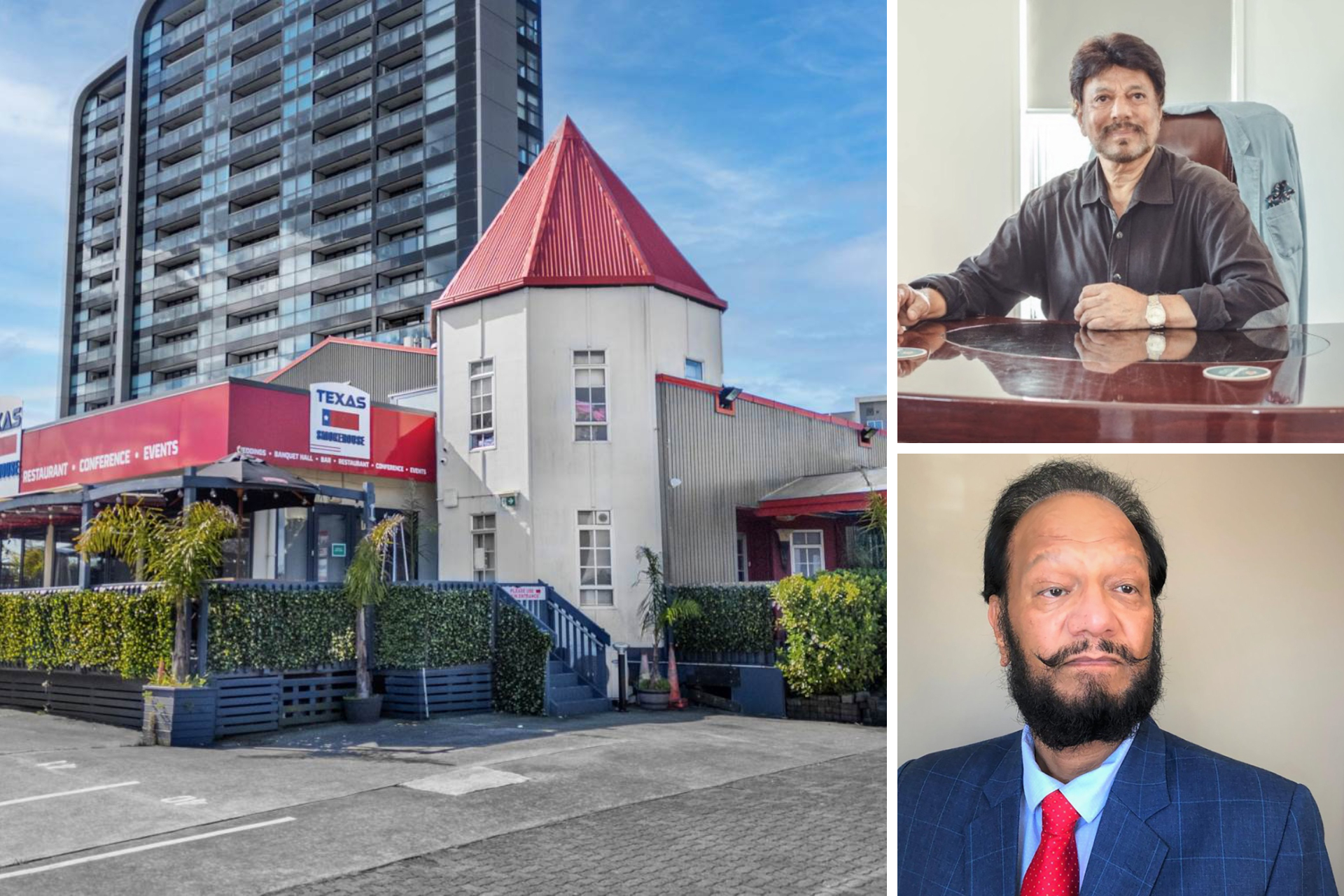 Suminder Sohal made the winning bid to buy 736 Great South Rd after it was put into a forced sale in 2025 to recover a debt that Davinder Rahal (bottom) and his wife owed ASB.