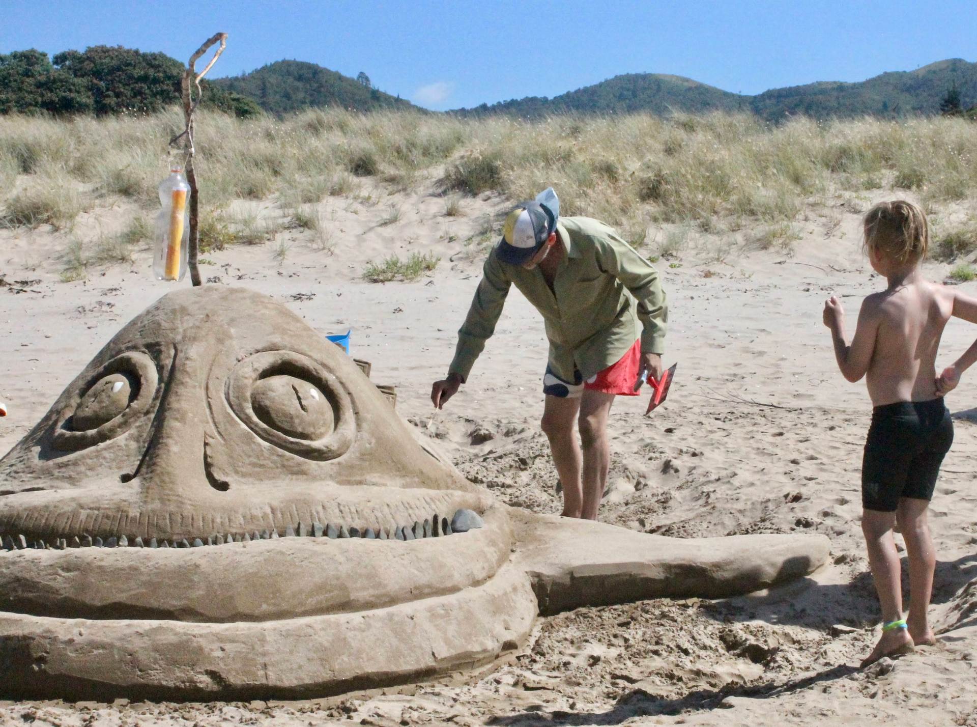 Sandcastle building competitions are a fixture of summer holidays at Waikawau Bay in the Coromandel. Photo / Supplied