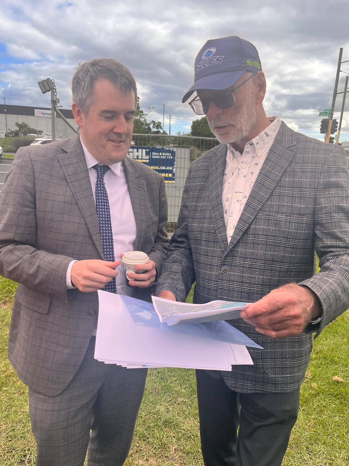 Transport Minister Chris Bishop (left) and Auckland Mayor Wayne Brown are on the same page over more intensive housing in Auckland.