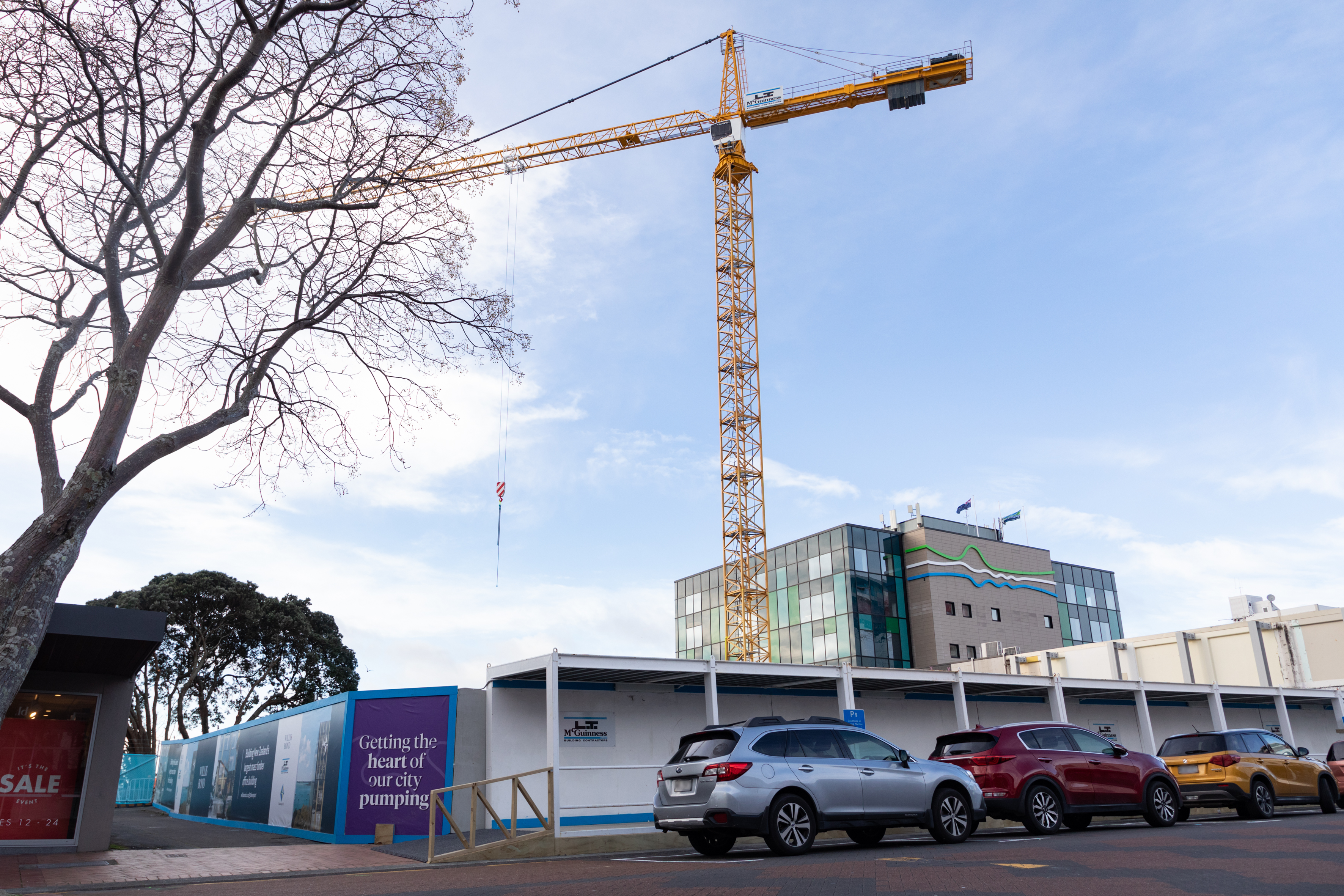 The construction site at 90 Devonport Rd where Tauranga City Council's new administration building was being built. Photo / Alex Cairns