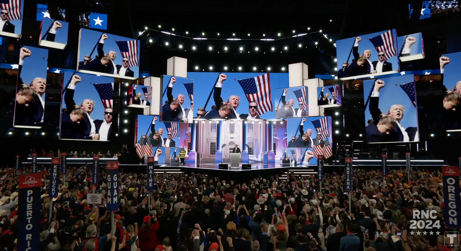 Republican nominee Donald Trump speaks at the Republican National Convention in Milwaukee, Wisconsin.