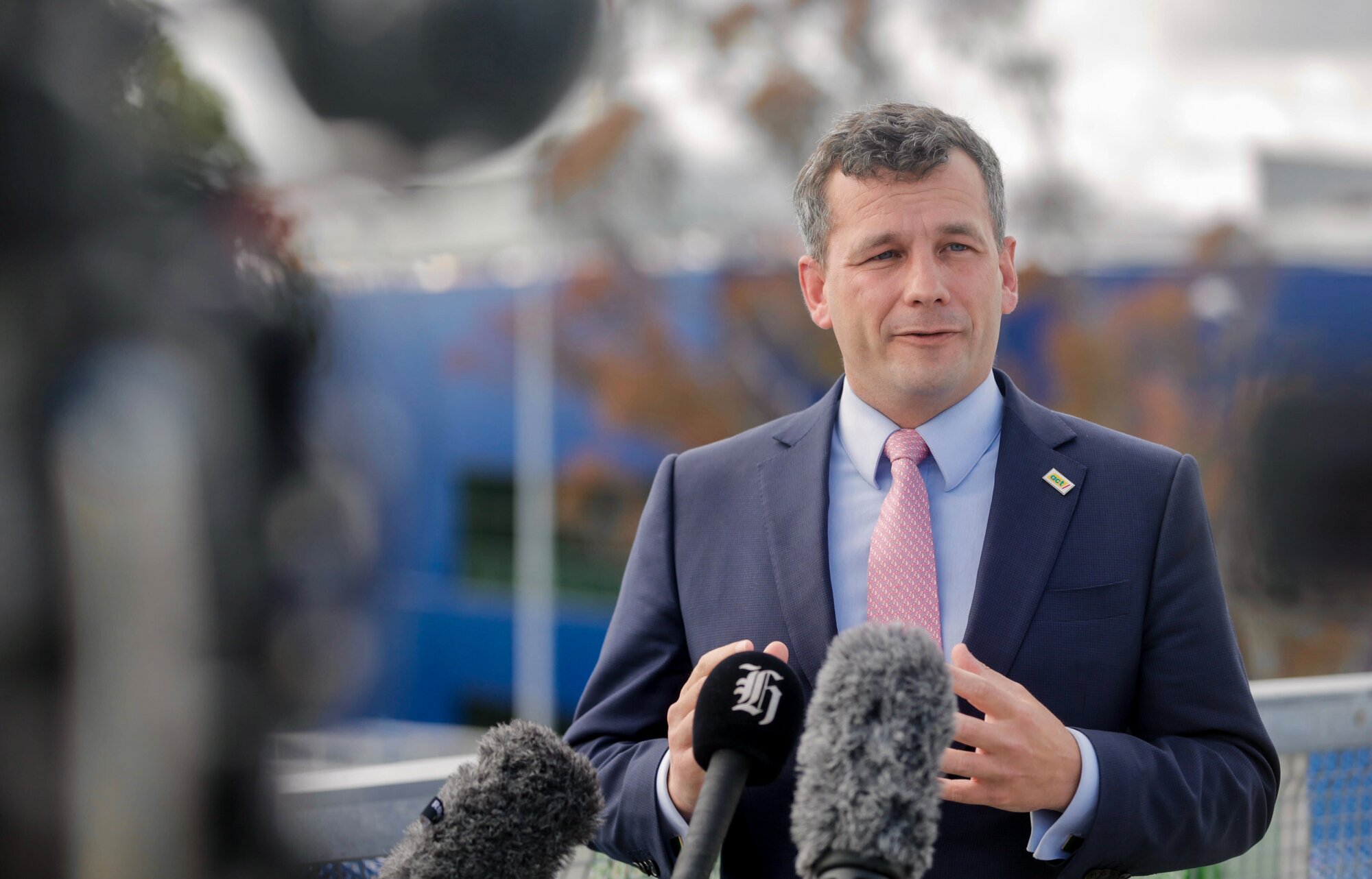 David Seymour talks to media about Government policy to relax foreign investment rules in New Zealand at Sylvia Park in central Auckland. Photo / Alex Burton 
