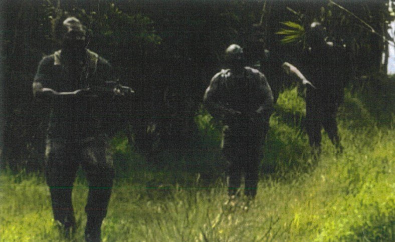 A group of Comancheros practising military tactics in training drills with a former United States Marine in November 2023. 
