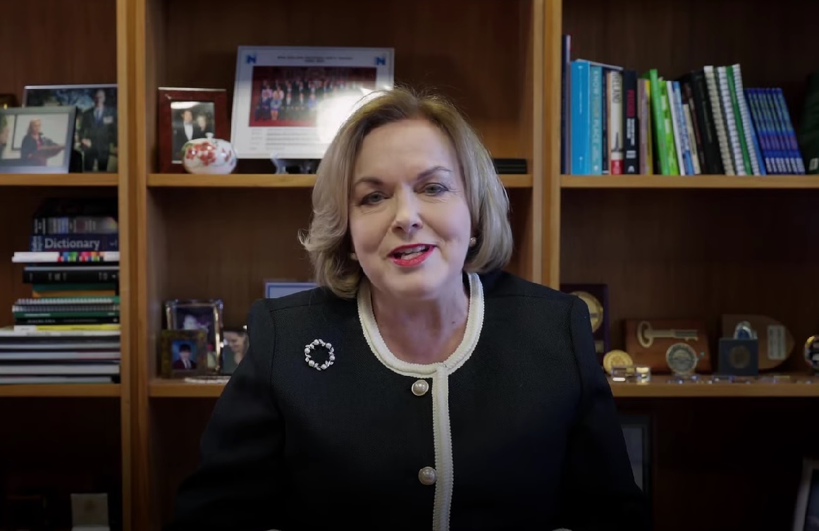 Judith Collins during her party's online tech issue forum, which also featured contributions from Rocket Lab CEO Peter Beck and other industry figures. Still / YouTube